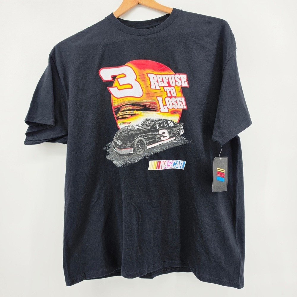 NASCAR Dale Earnhardt 3 Refuse To Lose Black Graphic T-Shirt Mens XL New Tags